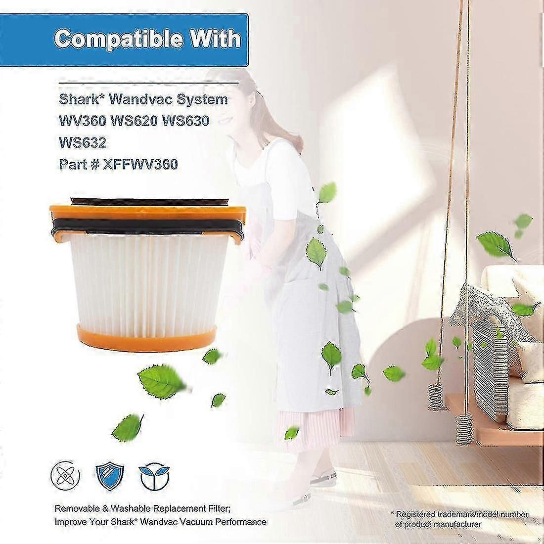 Confezione da 4 filtri di ricambio per aspirapolvere Shark WS620 WS630 WS632, XU, sostituisce il codice articolo XFFWV360-4 - KZQ
