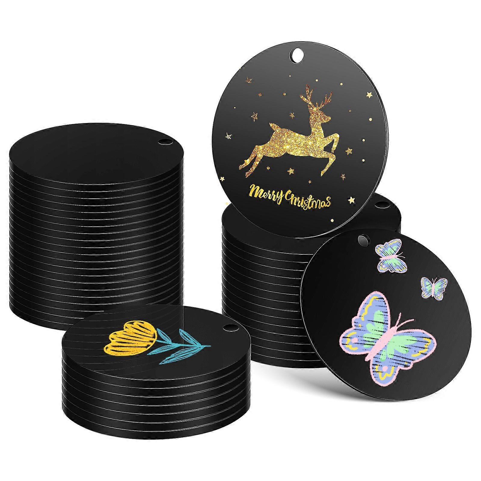 50pcs Keychain Blanks Circle Discs Blanks Hanging Craft Blanks Ornaments Pendant Blanks Diy Keychain Charms