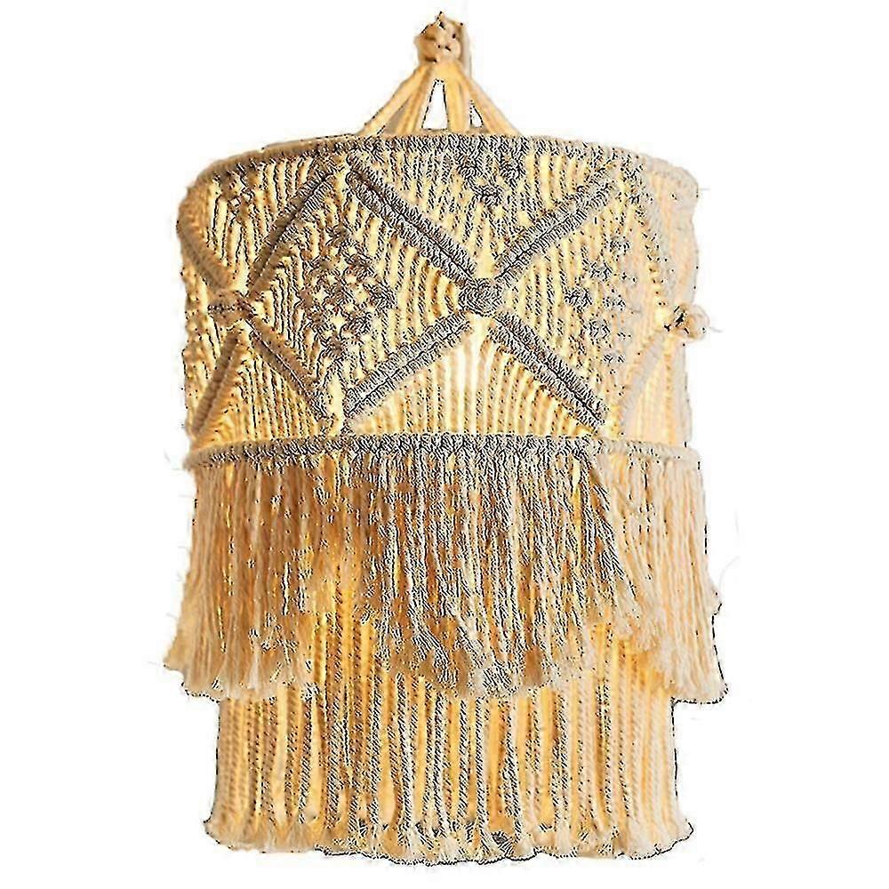 Handmade Wall Tapestry Lampshade Macrame Boho Decor Handcraft Tassel Tapestry Background Headboard