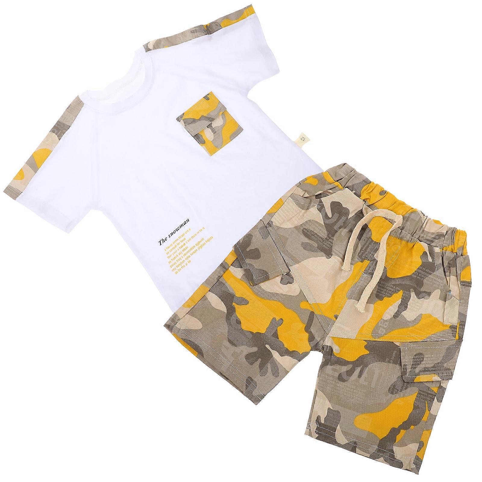 Boy Clothes Set T-Shirt and Pant Set Toddler Boys Summer Outfit Breathable Polyester 1Set