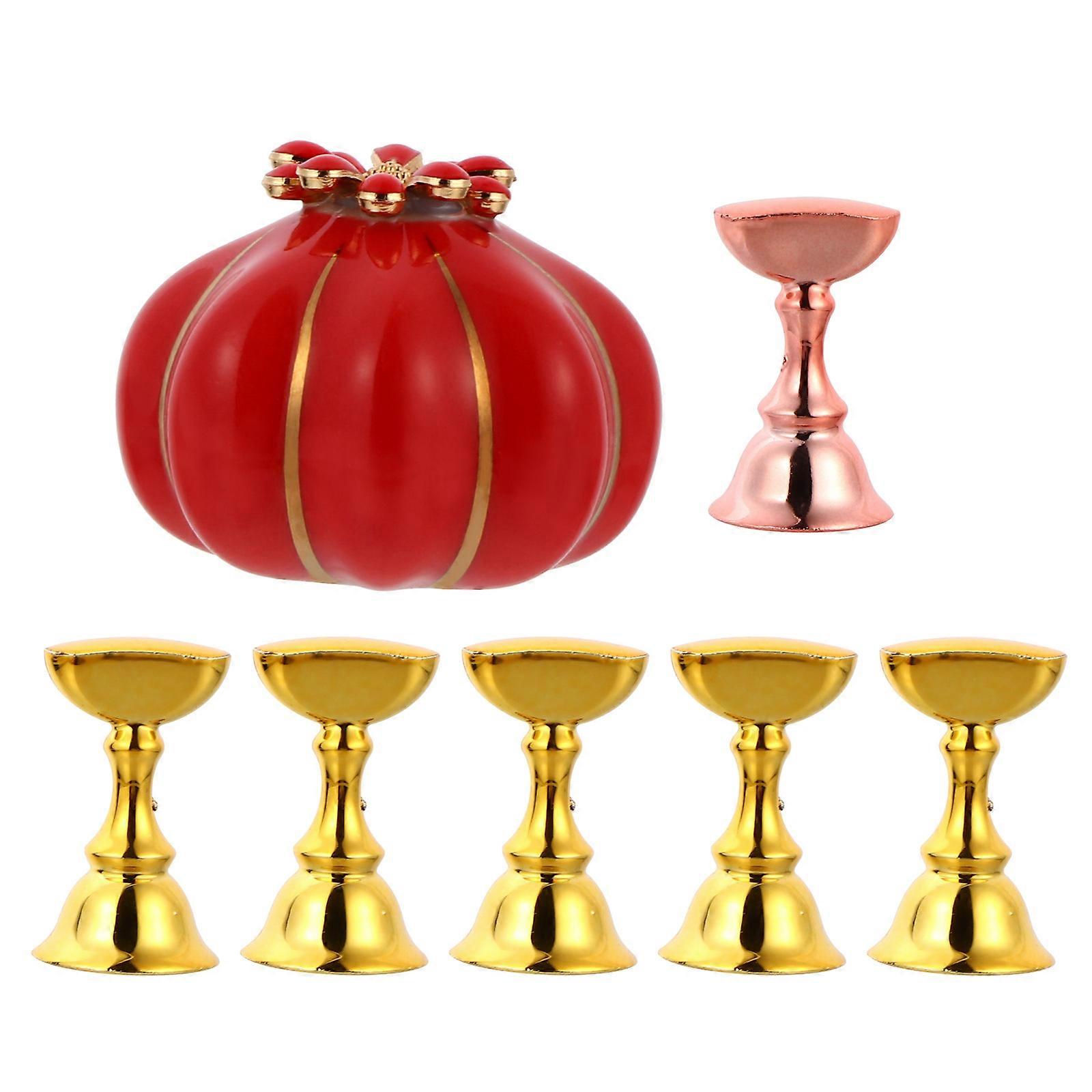 Fake Nails Holder Nail Art Practice Holder Manicure Tool Home Use Red 5.5X4cm Magnetic Technology 7Pcs/Set