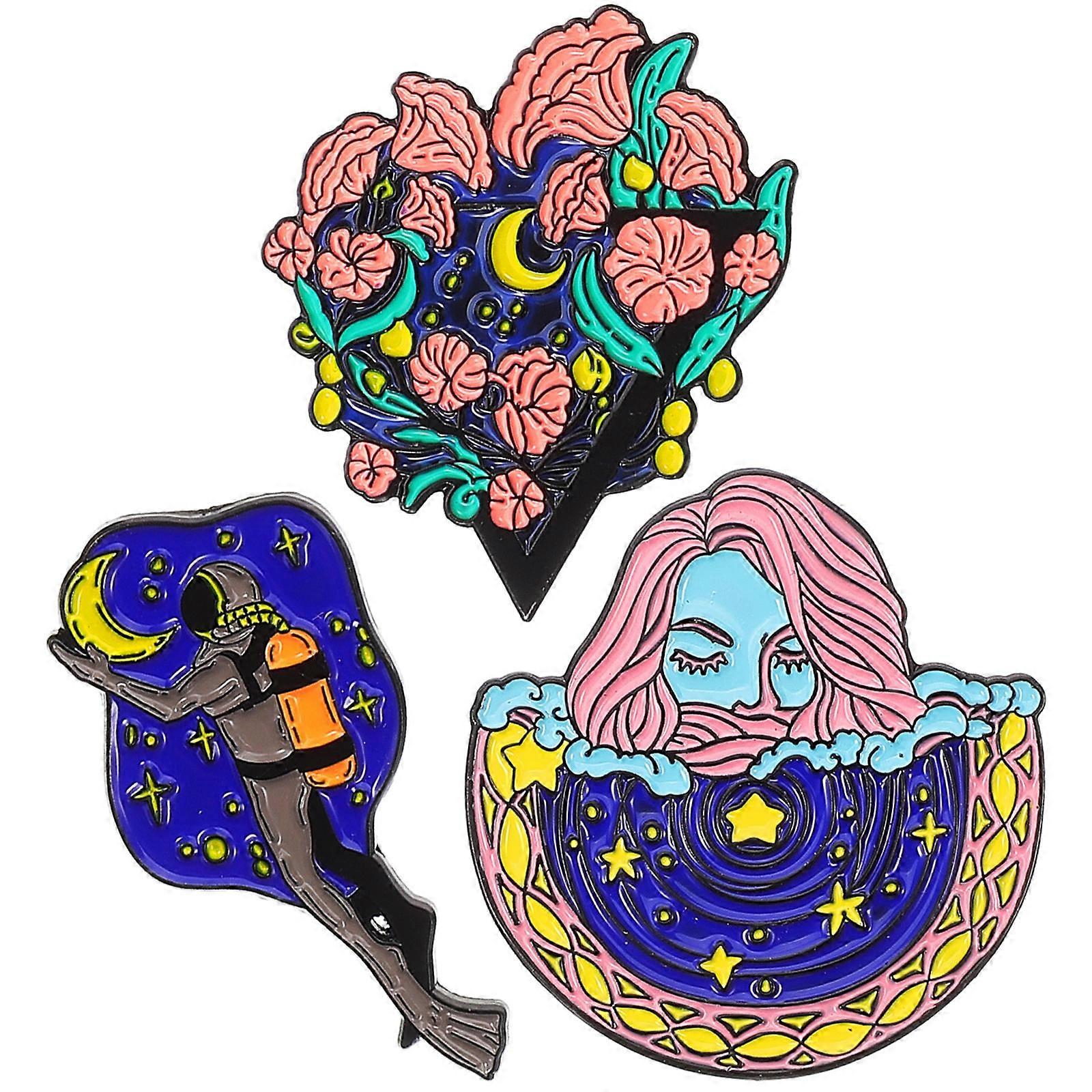 Here's a polished and professional product description based on your input:
**3pcs Artistic Brooch Pins for Women – Unique Flower Lapel Pins with