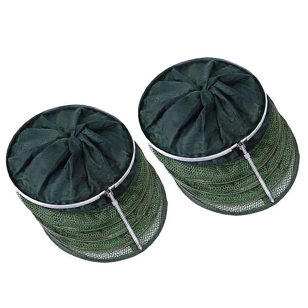 Portable Folded Fishing Net Foldable Gear for Fishermen Ventilation 30x200cm Green 2Pcs