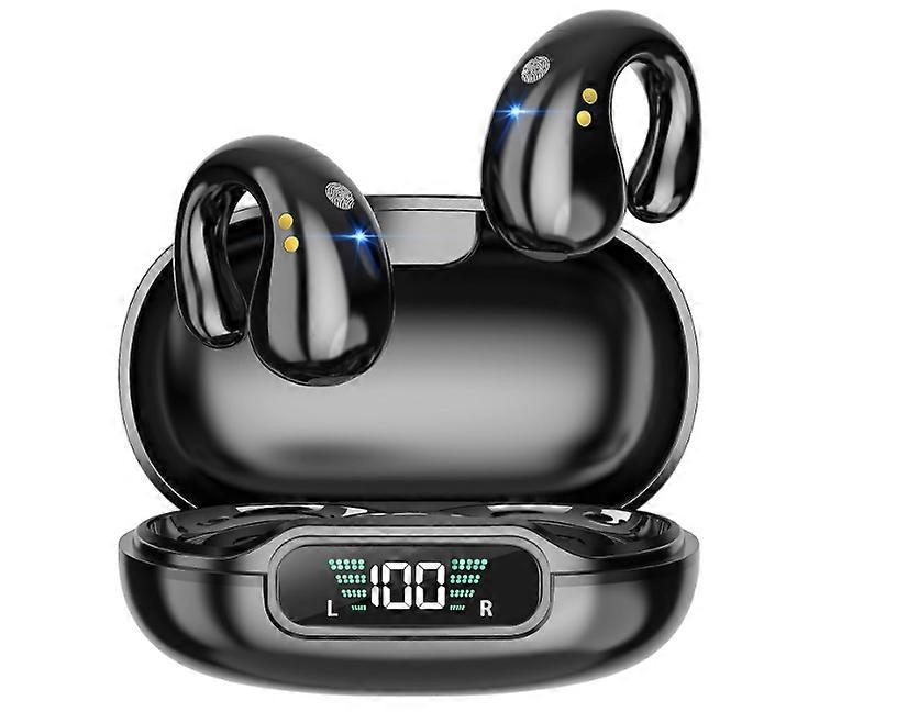 Wireless Earbuds Bluetooth 5.3 Sports Earphones Built-in Mic with Ear Hooks, 36H Playtime Charging Case LED Display, IP7 Waterproof(Black)