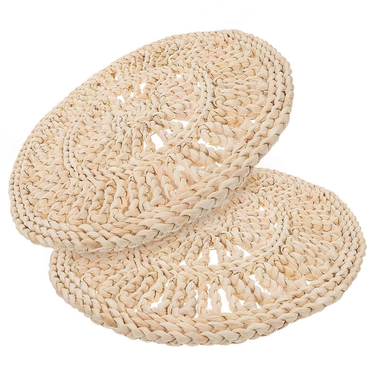 Woven Placemats Set Elegant Natural Cafe Shop Synthetic Material 30.00X30.00X1.30CM Heat Insulated 2Pcs