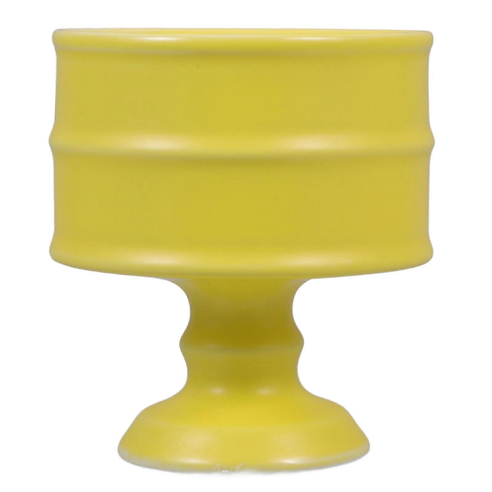 Yellow Retro Ceramic Candle Holder – Vintage Votive Cup with Elevated Design for Mantle Decor, Tea Light or Dessert Display – Romantic Accent for