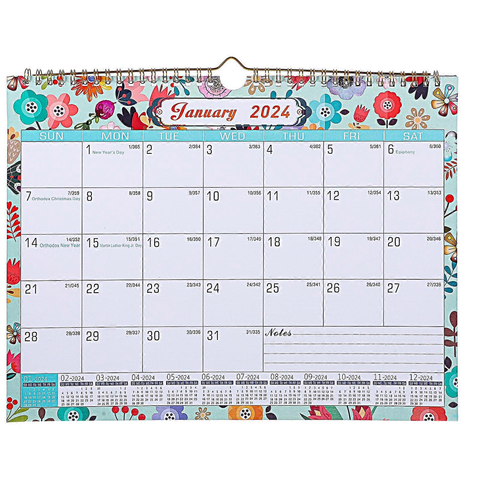 Paper Calendar Yearly Wall Calendar Rectangular Simple And Plain Note Taking 1Set
