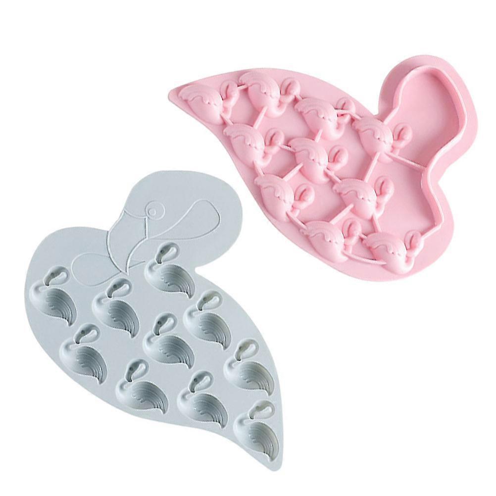 Mini Ice Tray Flamingo Shape Ice Cream Mold Portable For Use Pink 2Pcs