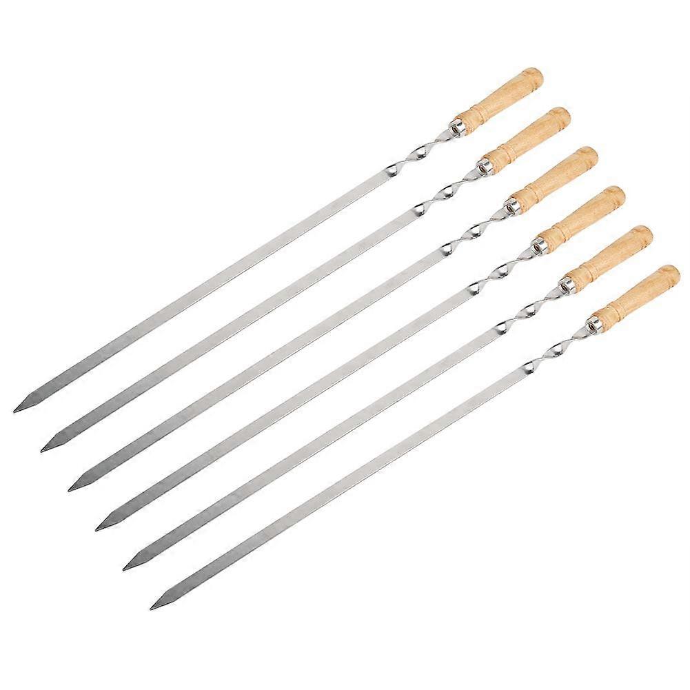 6-Piece Stainless Steel Skewers Set, Flat Grilling Sticks for BBQ, Kitchen Cookware, Durable and Easy to Clean