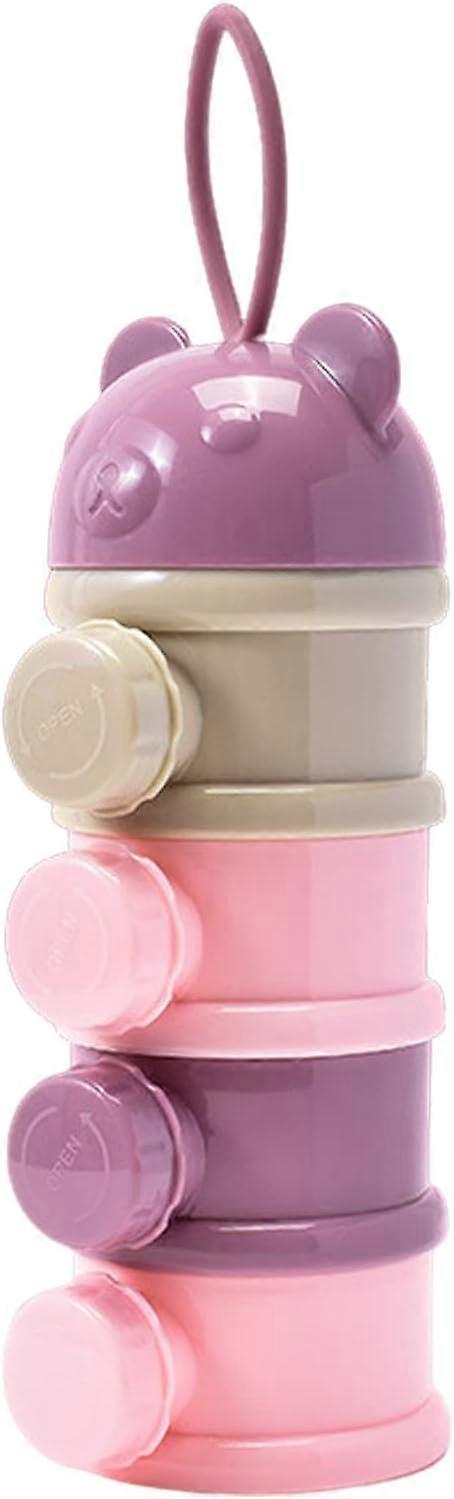 Purple - formula feeder, 4 compartment formula feeder, stackable formula feeder, portable baby formula feeder