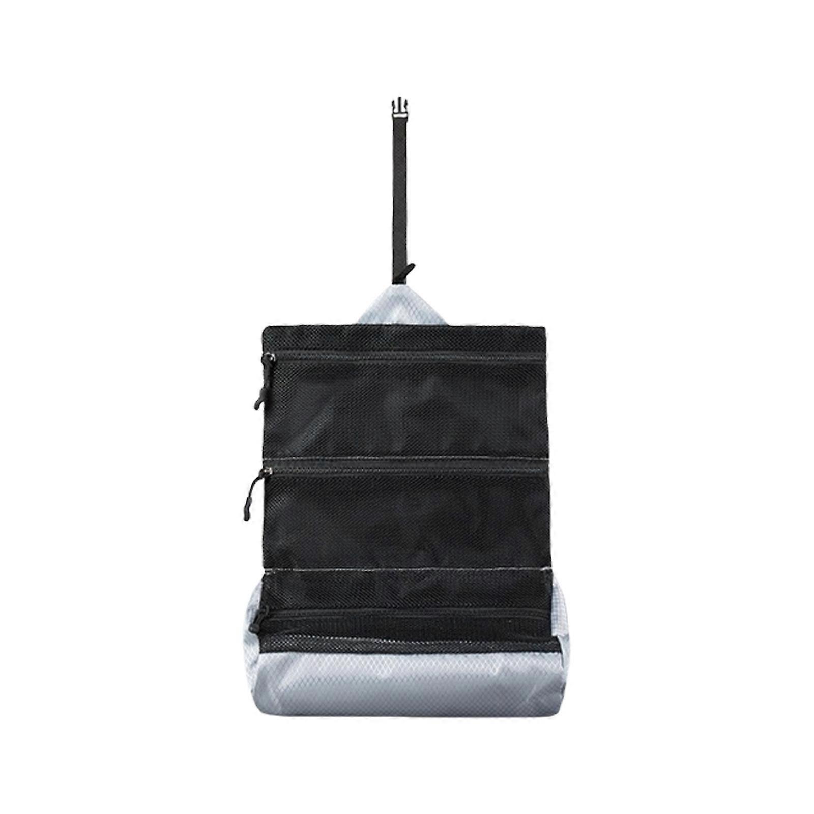 Travel Friendly Toiletry Organizers Compact Foldable Design Multiple Compartment Storage Leakproof Interior For Backpacking silver