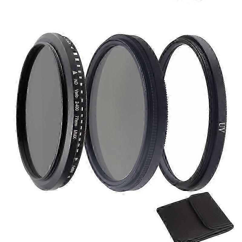Camera Filter Set 49/52/55/58/62/67/72/77mm CPL+ND2-400+UV+Bag ND Adjustable Kit Suitable for Certain Brands Accessories 4in1
