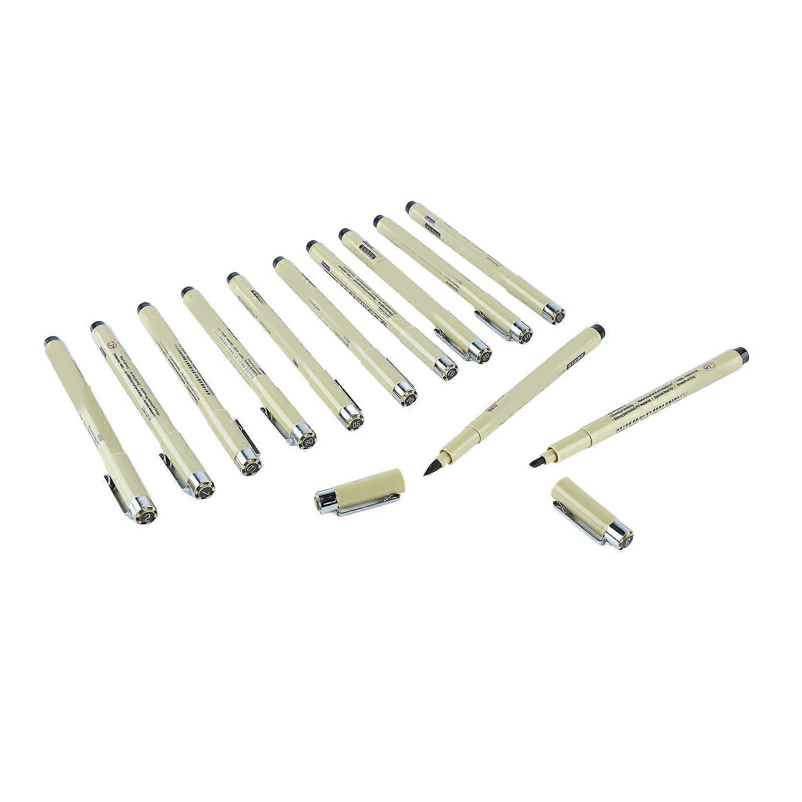 12pcs Waterproof Fine Tip Pens Quick Drying Smoothly Writing Nylon Nibs Fine Point Pen with Pen Clip for Design Drafting