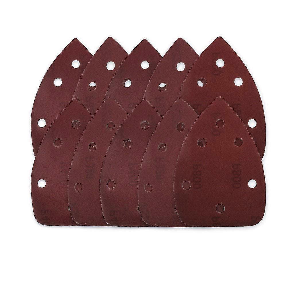 Mouse Detail Sander Sandpaper, 10 Pcs, 140 x 90 mm, Self-Adhesive, 6-Hole Triangular Sanding Paper, Grit 180