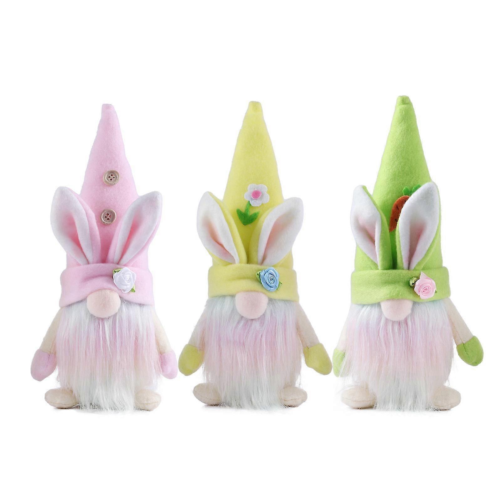 3 Pcs Easter Bunny Gnome Plush Easter Bunny Doll Spring Gnomes Plush