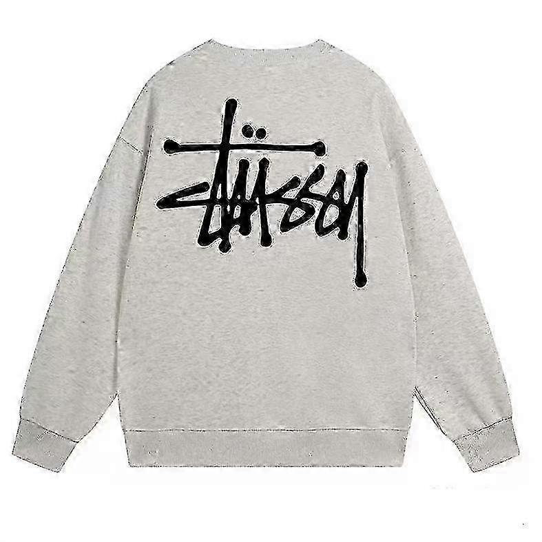 Herre Og Dame Stu Crewneck Sweat Løs Fritid Topper L Grå2
