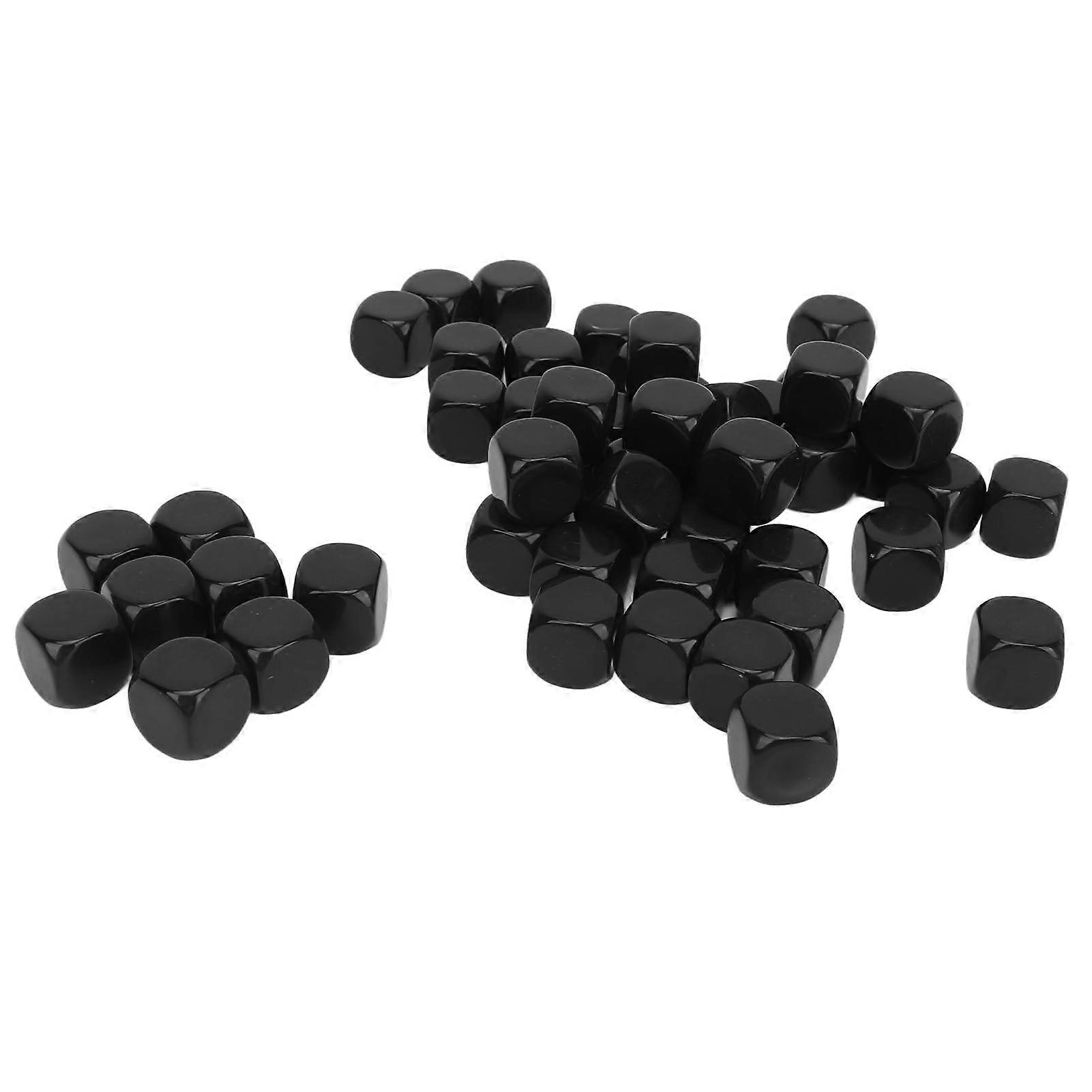 50 Pieces Blank Plastic Six Sided Dice Set, Round Corner 16mm Black Dice for Board Games and DIY Projects