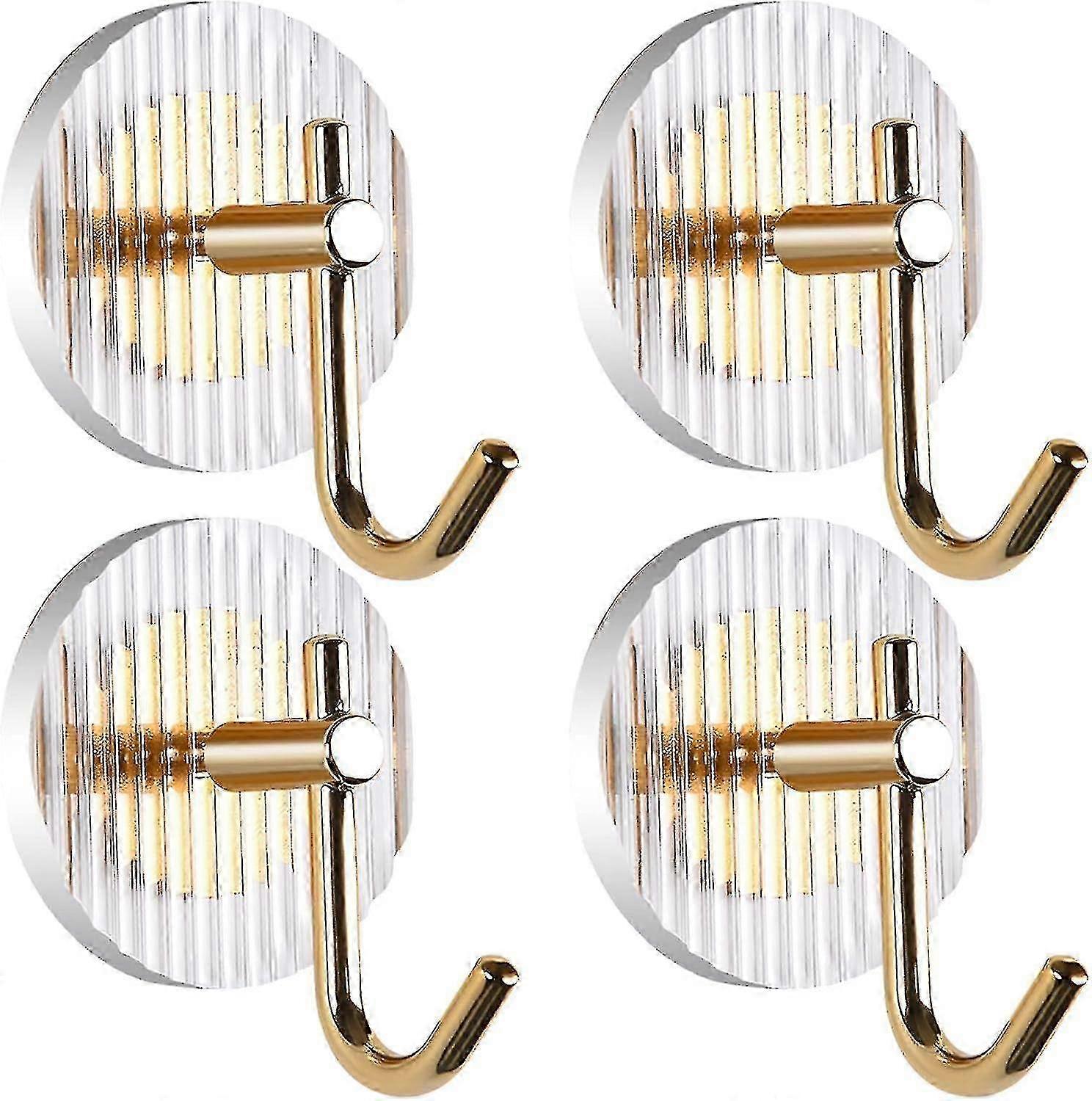 4 Pcs Towel Hooks, Gold Acrylic Robe Hooks, Coat Clothes Holder for Bathroom Bedroom Kitchen