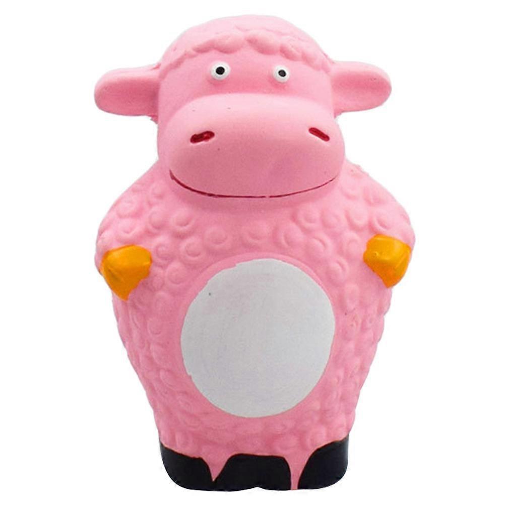 Pet Pink Standing Sheep Squeaky Chew Toy for Stress Relief, Biting Training, and Dental Health