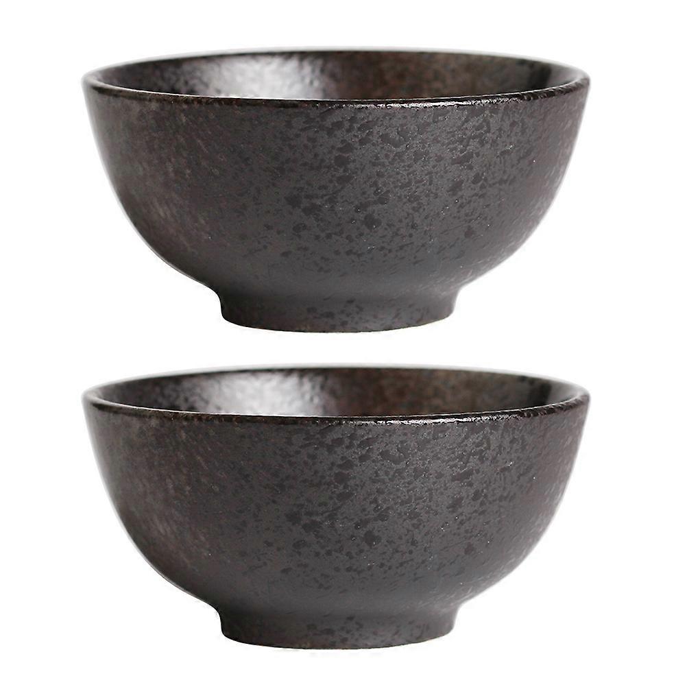 2pcs Ceramic Rice Noodle Bowl Vintage Black Tableware for Salad, Soup, and Grains – Easy to Clean Kitchen Essential for Home Dining and Buffets