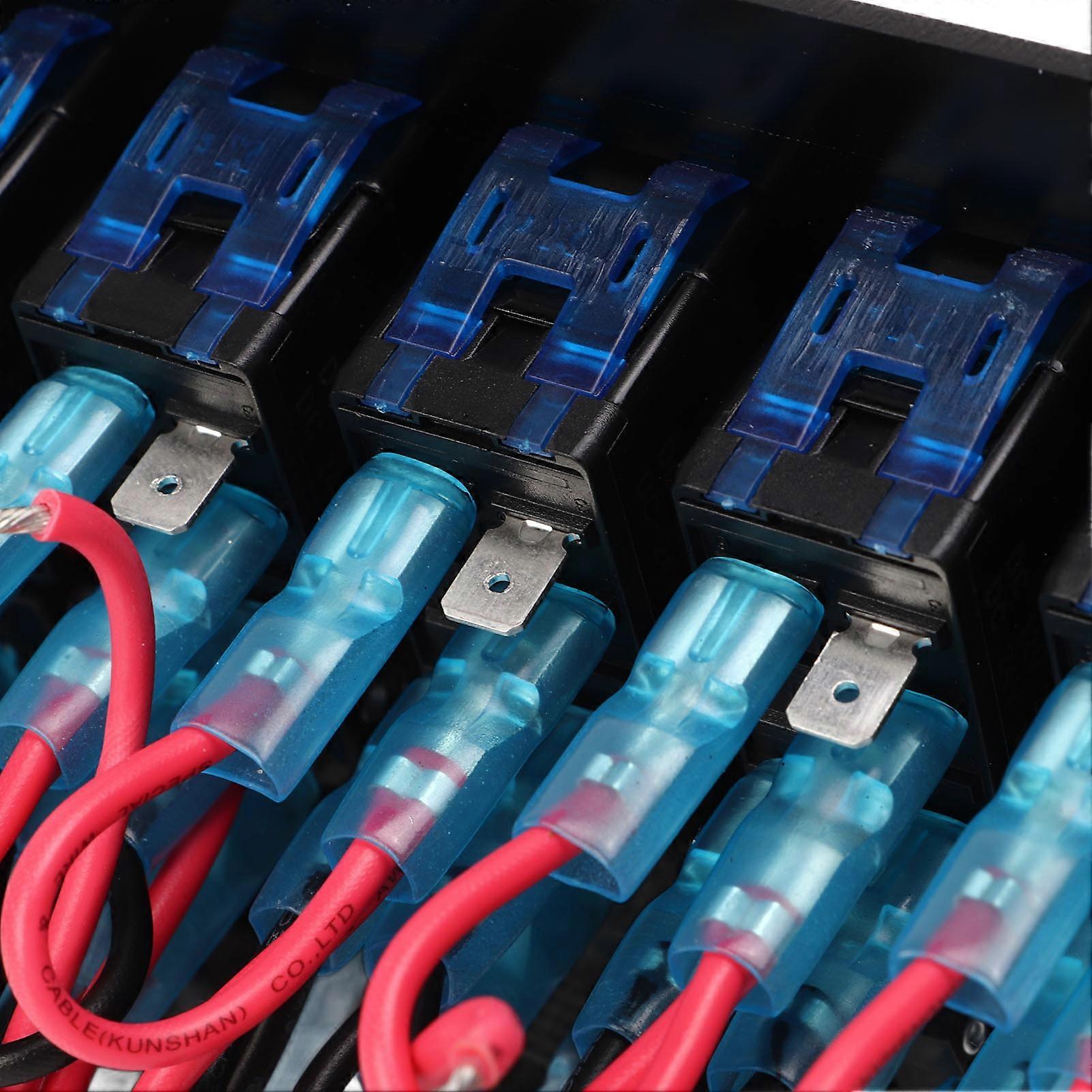 6 Gang Rocker Switch Panel Waterproof Aluminum Alloy Brushed 5 Pin DC12V‑24V Universal ON Off Toggle Switch