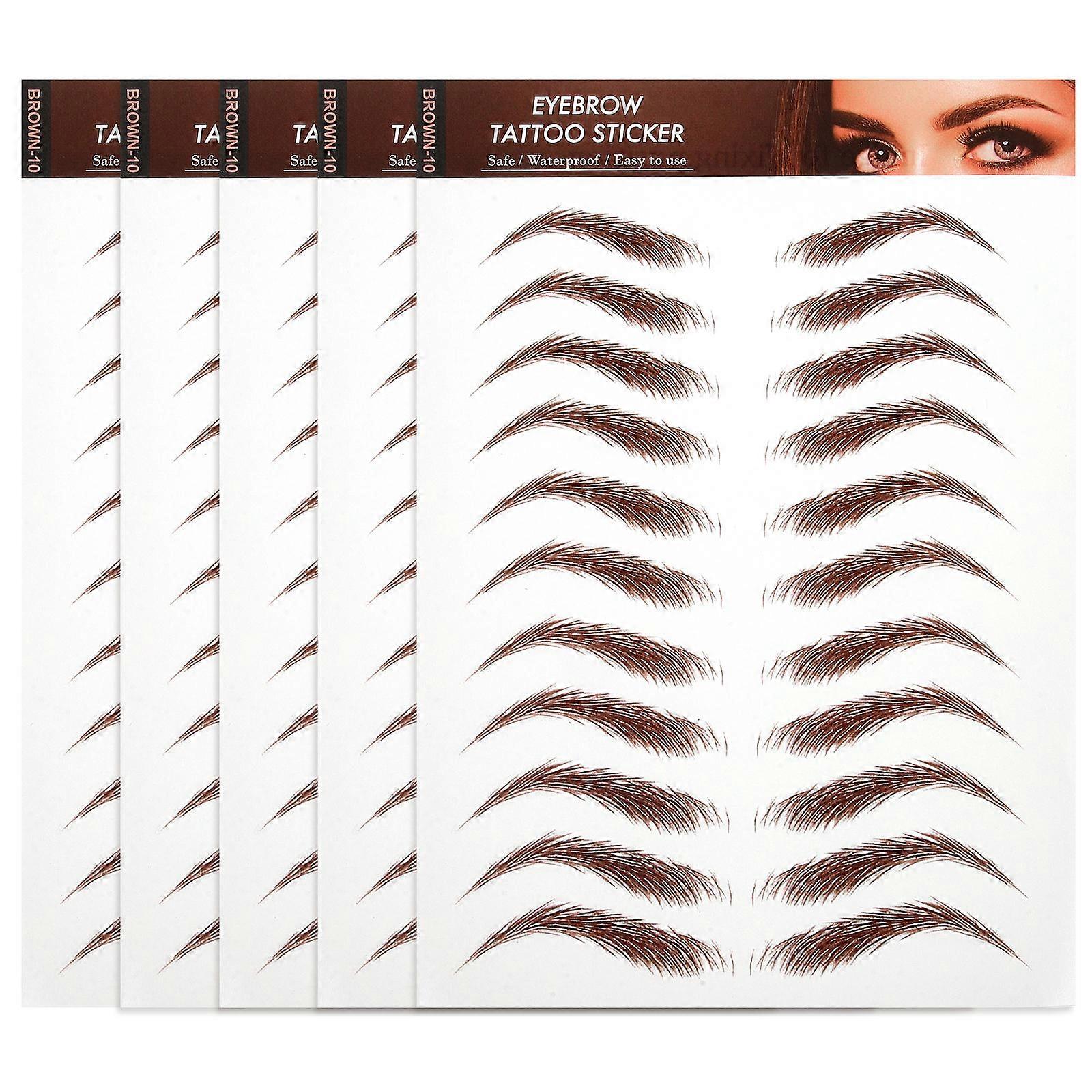 Eyebrow Stickers Brown for Grooming Shaping 5 Sheets Waterproof Simulation Eyebrows