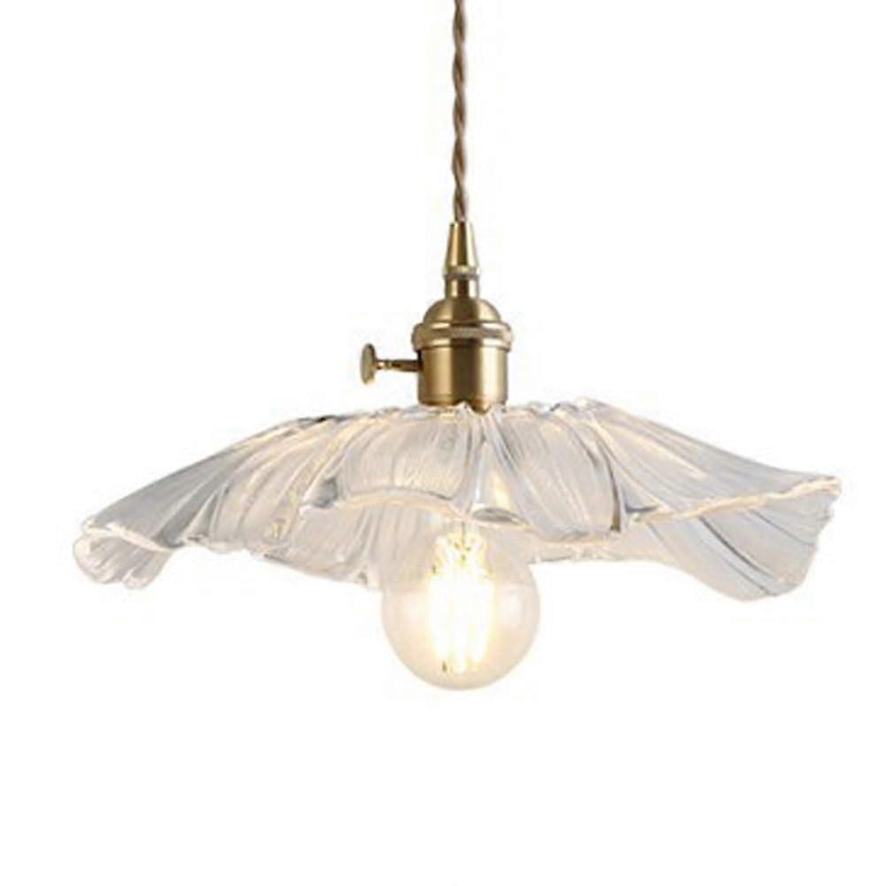 Ceiling Lights with E27 Screw, Lotus Leaf Shaped Glass Pendant Lamp Nordic Retro Chandelier