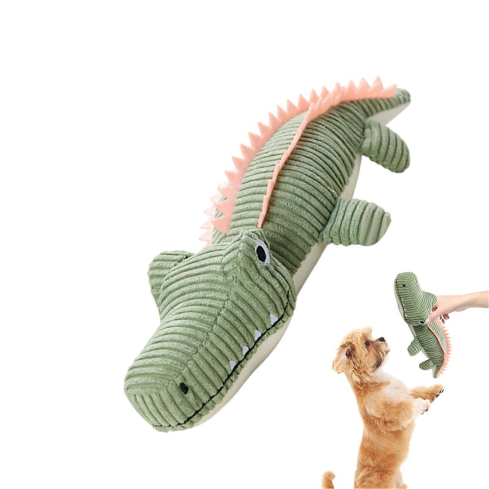 Plush Dog Toy, Chew-Resistant Crocodile Stuffed Animal for Puppies, Army Green, Soft Material for Teething Dogs
