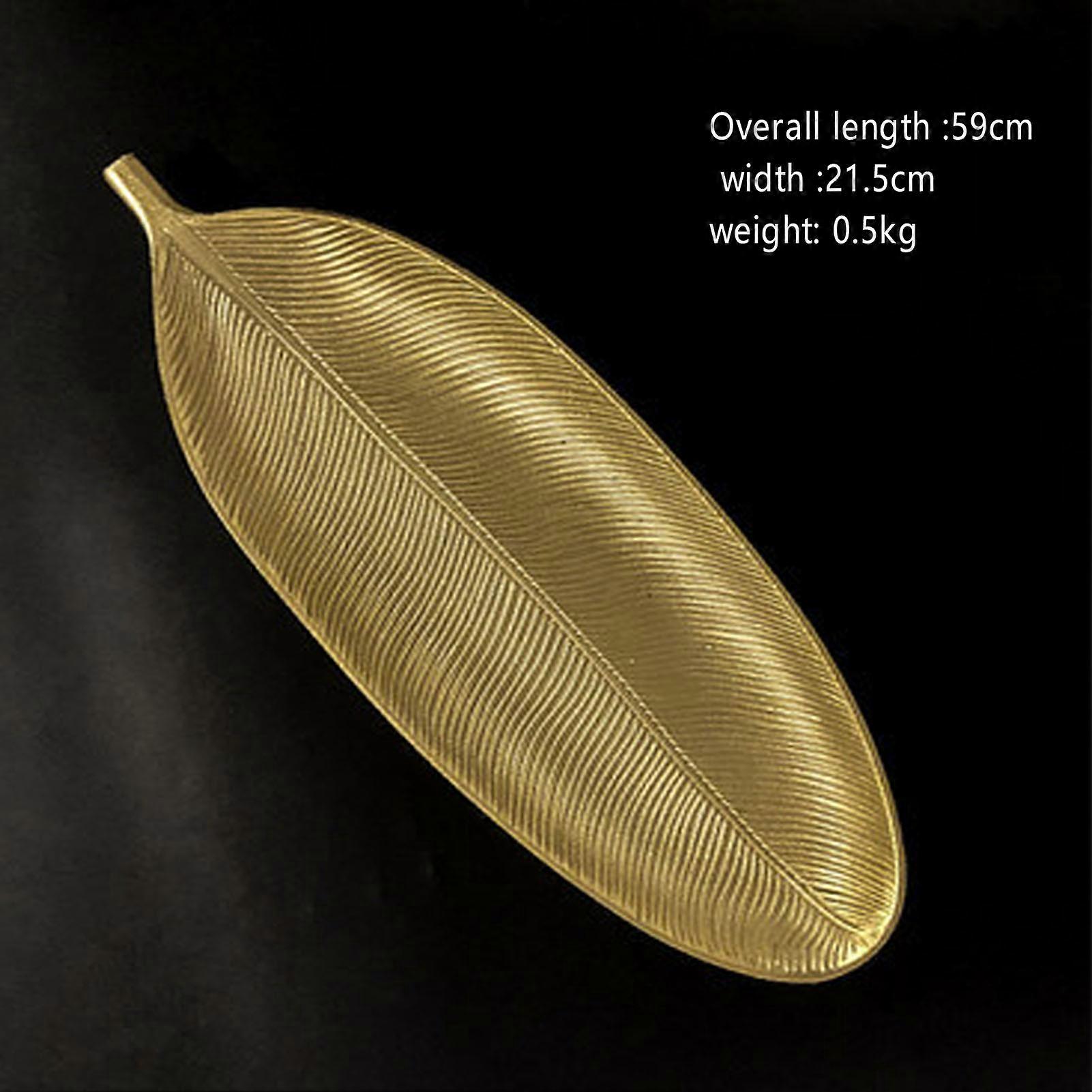 Fruit Plate Golden Leaf Shape Brushed Density Board Large L