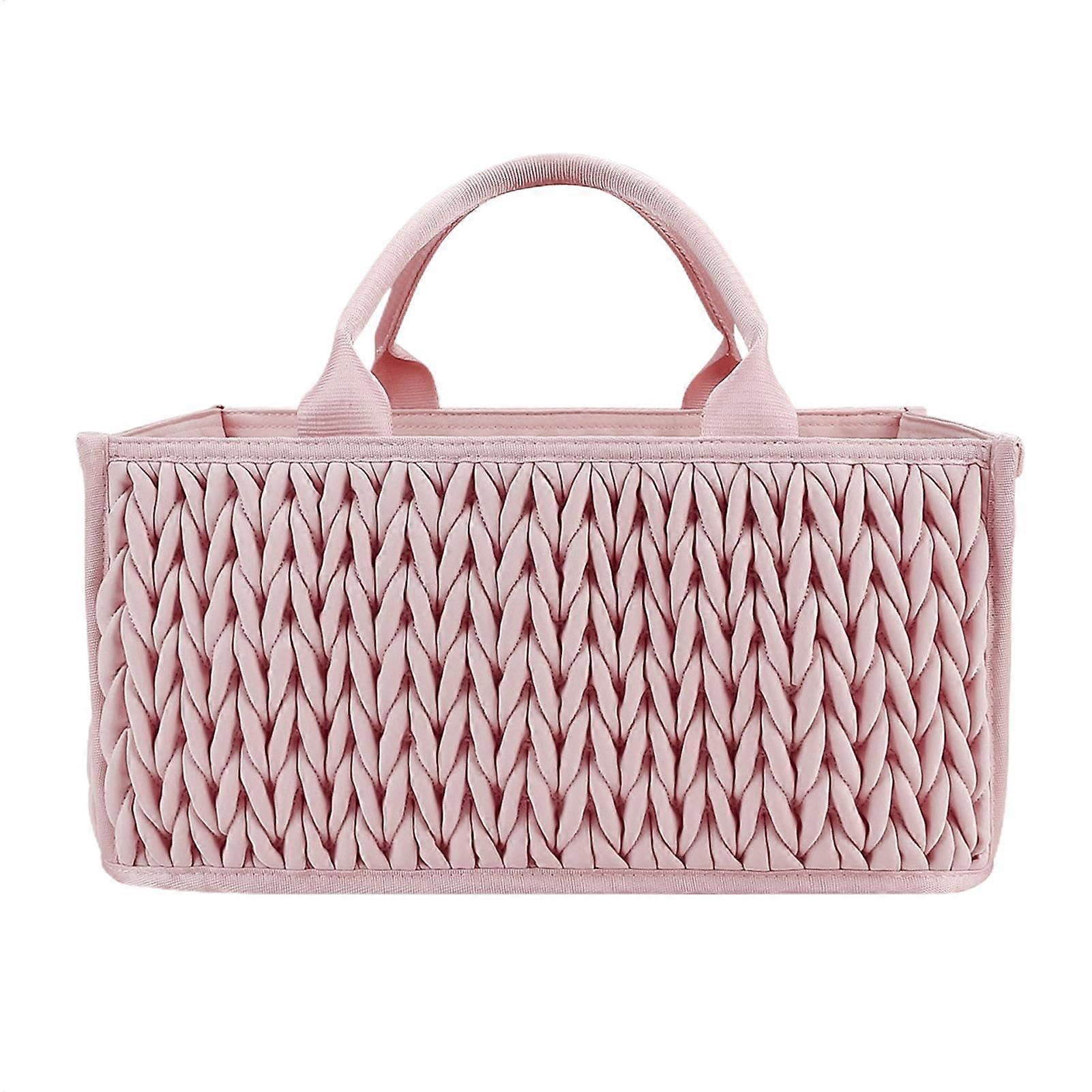 Portable Diaper Bag with Handles, Rose Baby Diaper Organizer, Nappy Storage Basket for Diapers, Wipes, and Lotion