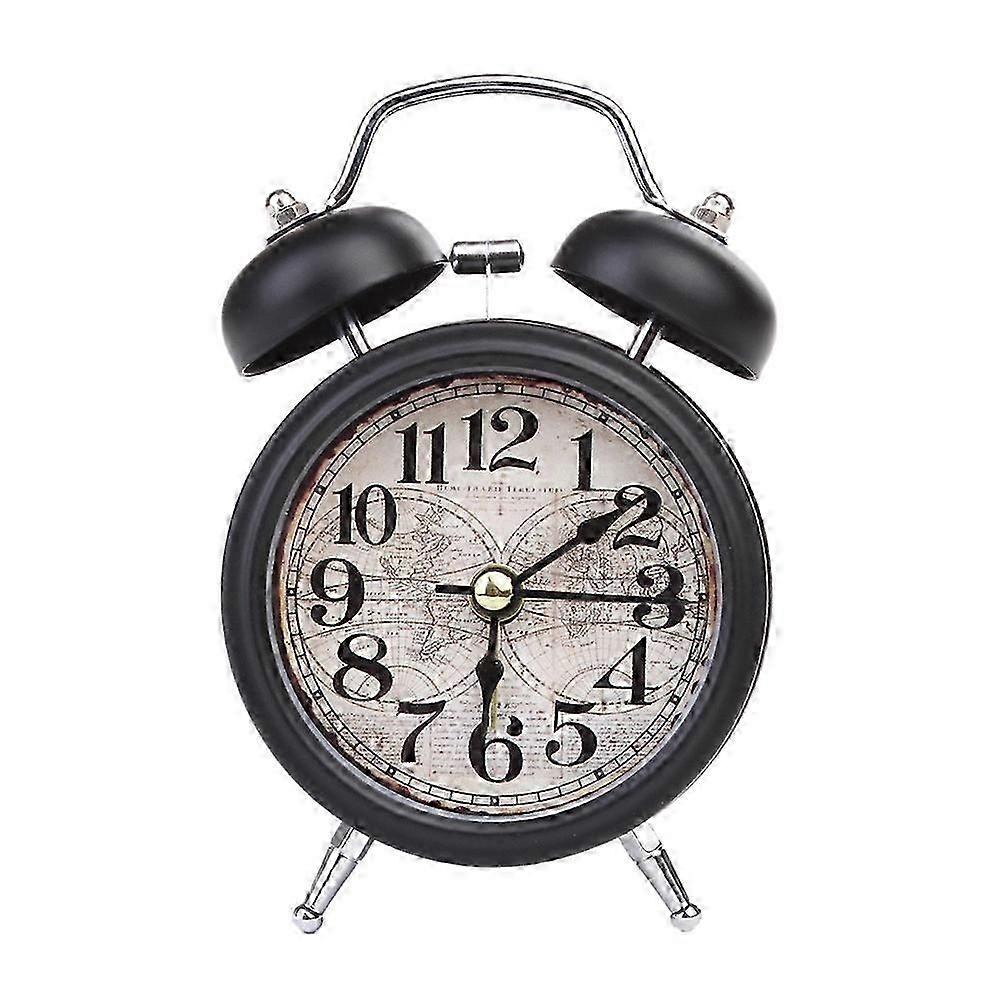 2025 Retro Analog Alarm Clock, Vintage Style Loud Twin Bell Alarm for Heavy Sleepers, Battery Operated Silent Quartz Movement Clock for Bedside Desk,