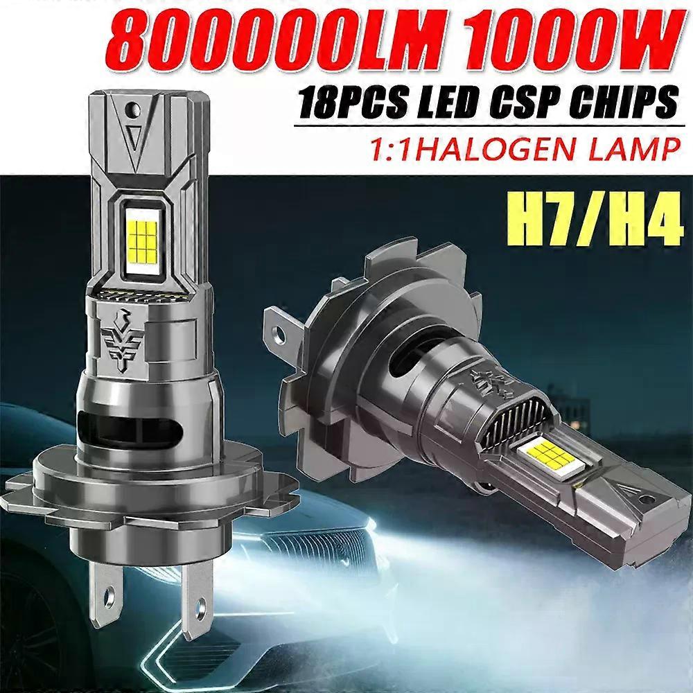 H7 H4 Led Lights 1:1 Mini Size Canbus Car Headlight With Fan 800000LM Wireless Turbo Fog Bulbs 6000K White Plug&Play Auto Lamp
