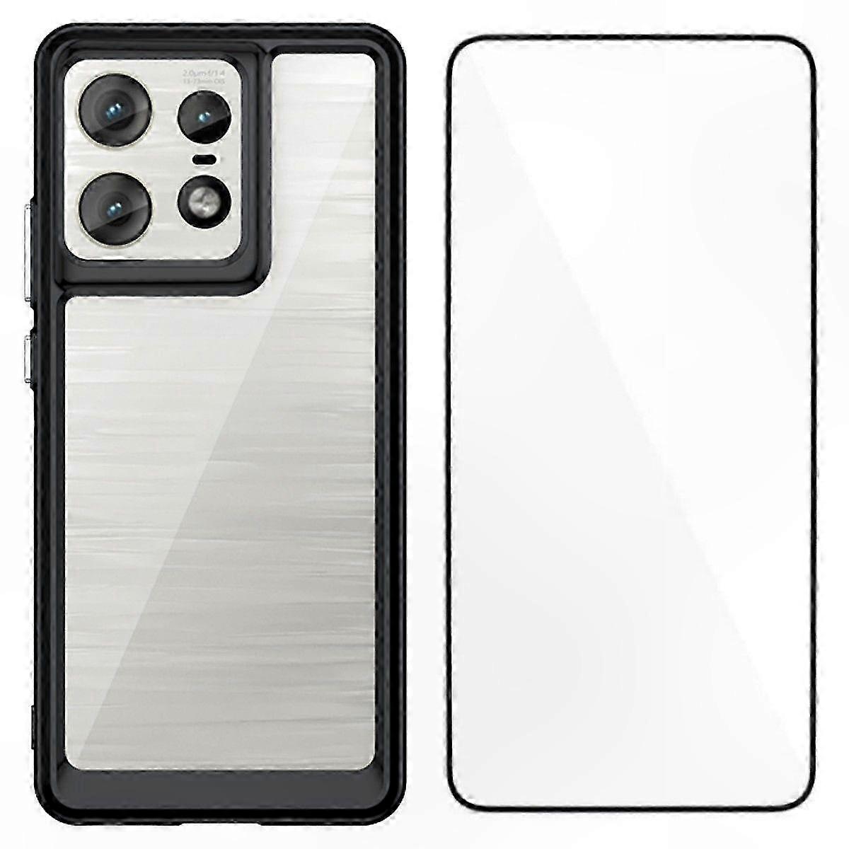 TPU Acrylic Phone Case with Tempered Glass for 5G Smartphones (Large Camera Cutout)