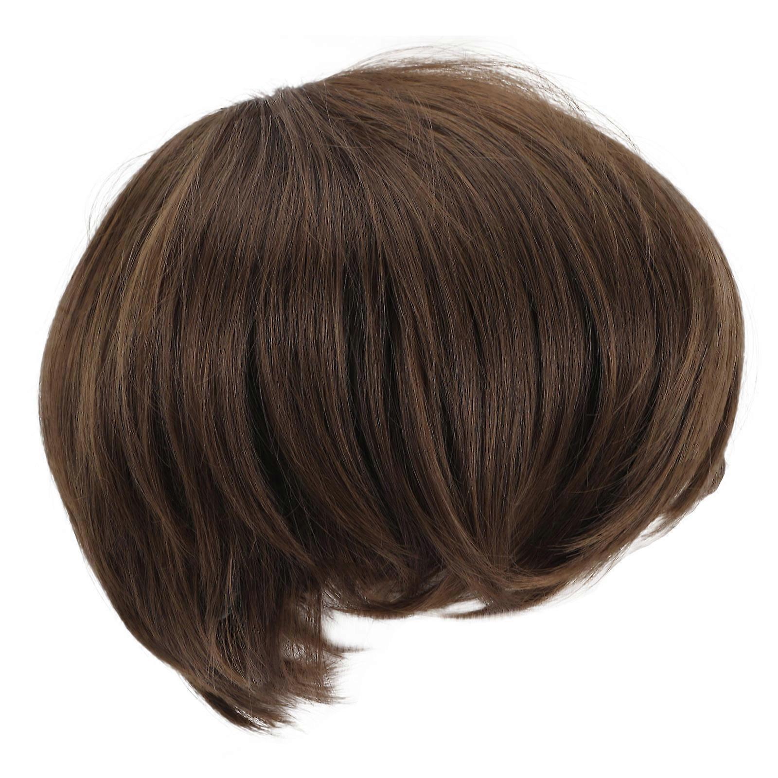 Cadılar Bayramı Perukları Erkekler Kısa Saç Kostüm Parti Peruk Kahverengi 23.5x20cm Yüksek Sıcaklık Tel Rol Yapma 1 Adet