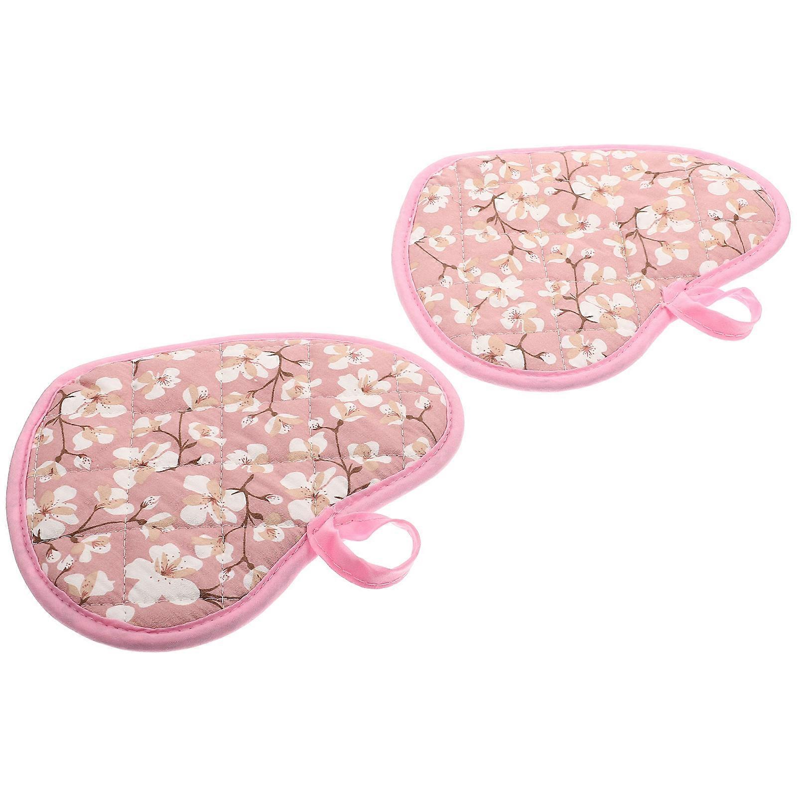 Oven Mitten For Baking Hand Protection Cotton Heart Shape Cooking 7.7×5.7×0.2in 4Pcs