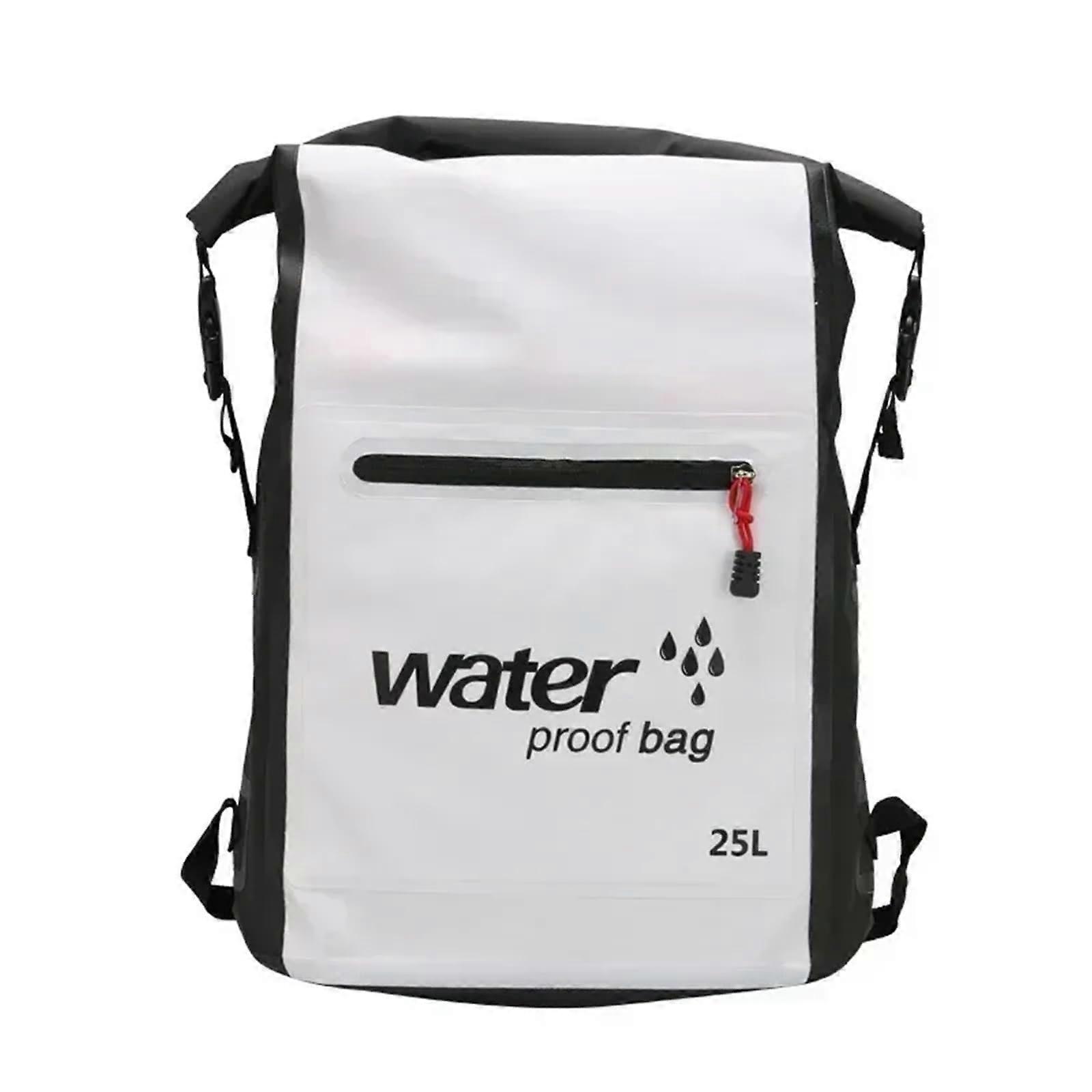 Waterproof Dry Bag 25L Floating Backpack for Canoe Kayak Rafting (White)