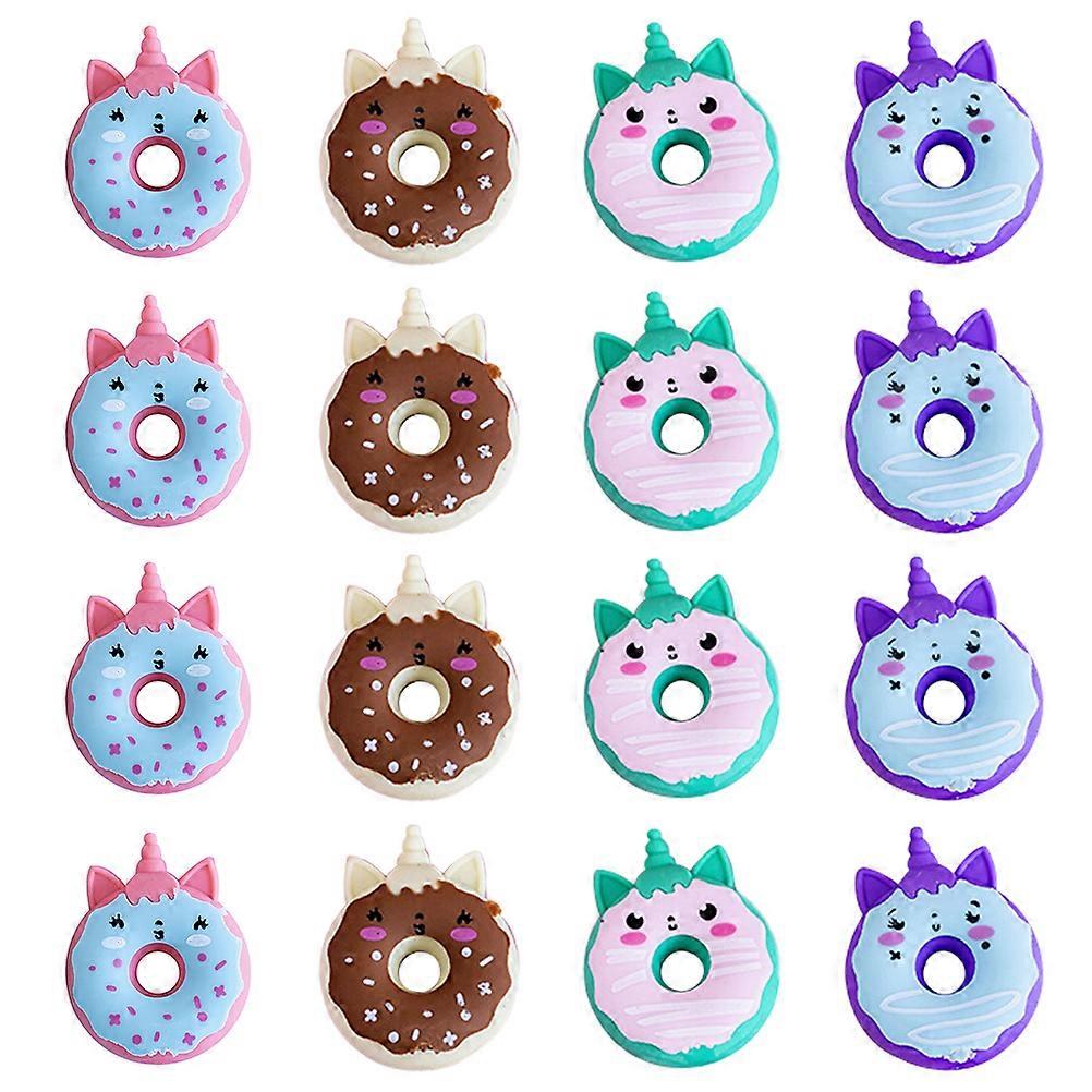 Fun Erasers for Girls Unicorn Donut Shaped Mini Size School Supplies 16Pcs