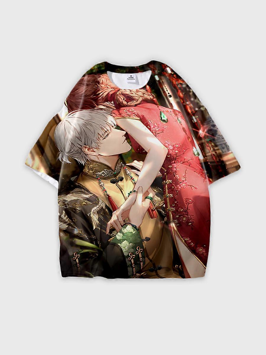 T-shirt round neck Role Pattern loose short sleeve B566