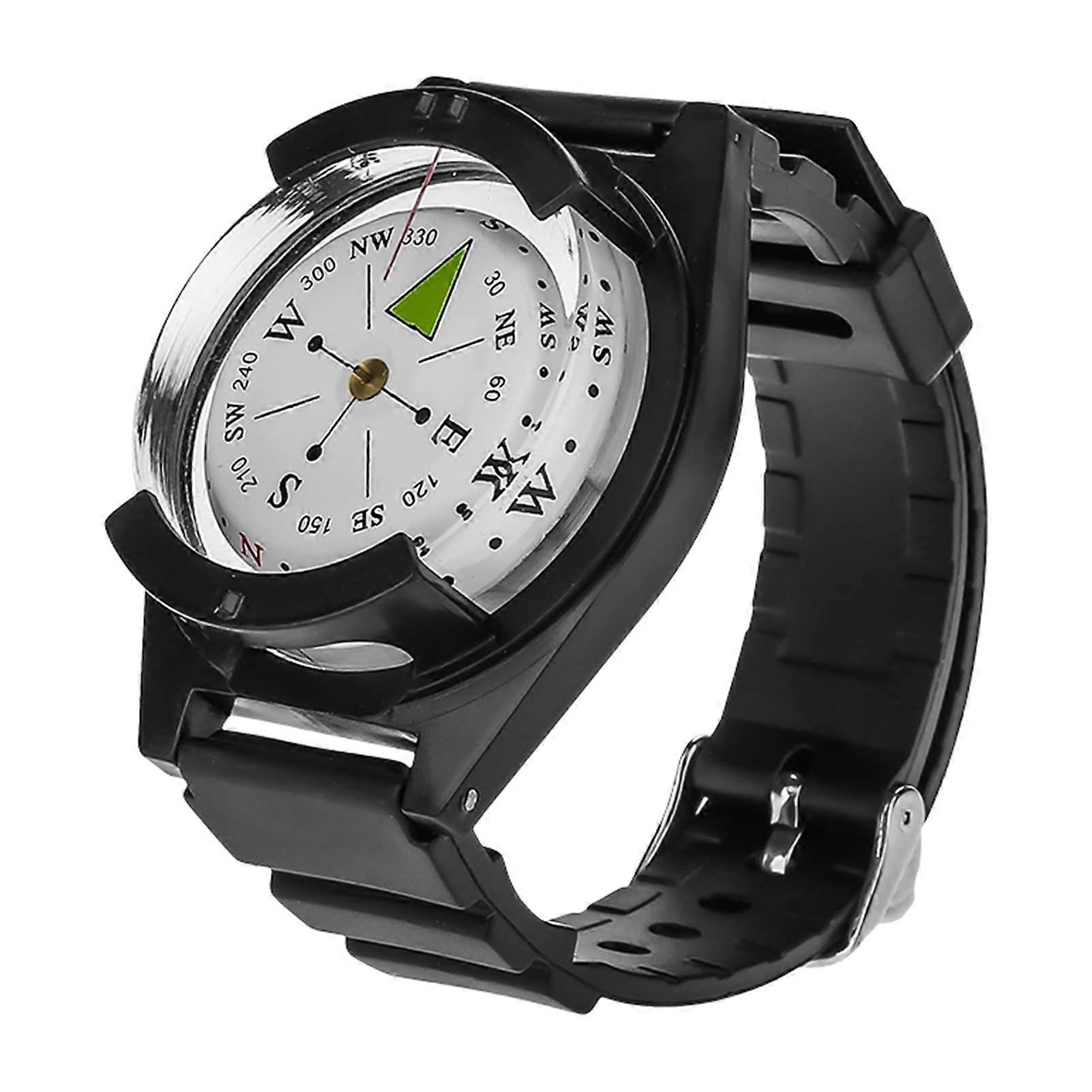 Wrist Compass Watch - Mini Lightweight Elastic Rubber Strap With Liquid Damping Technology For Camping And Hiking