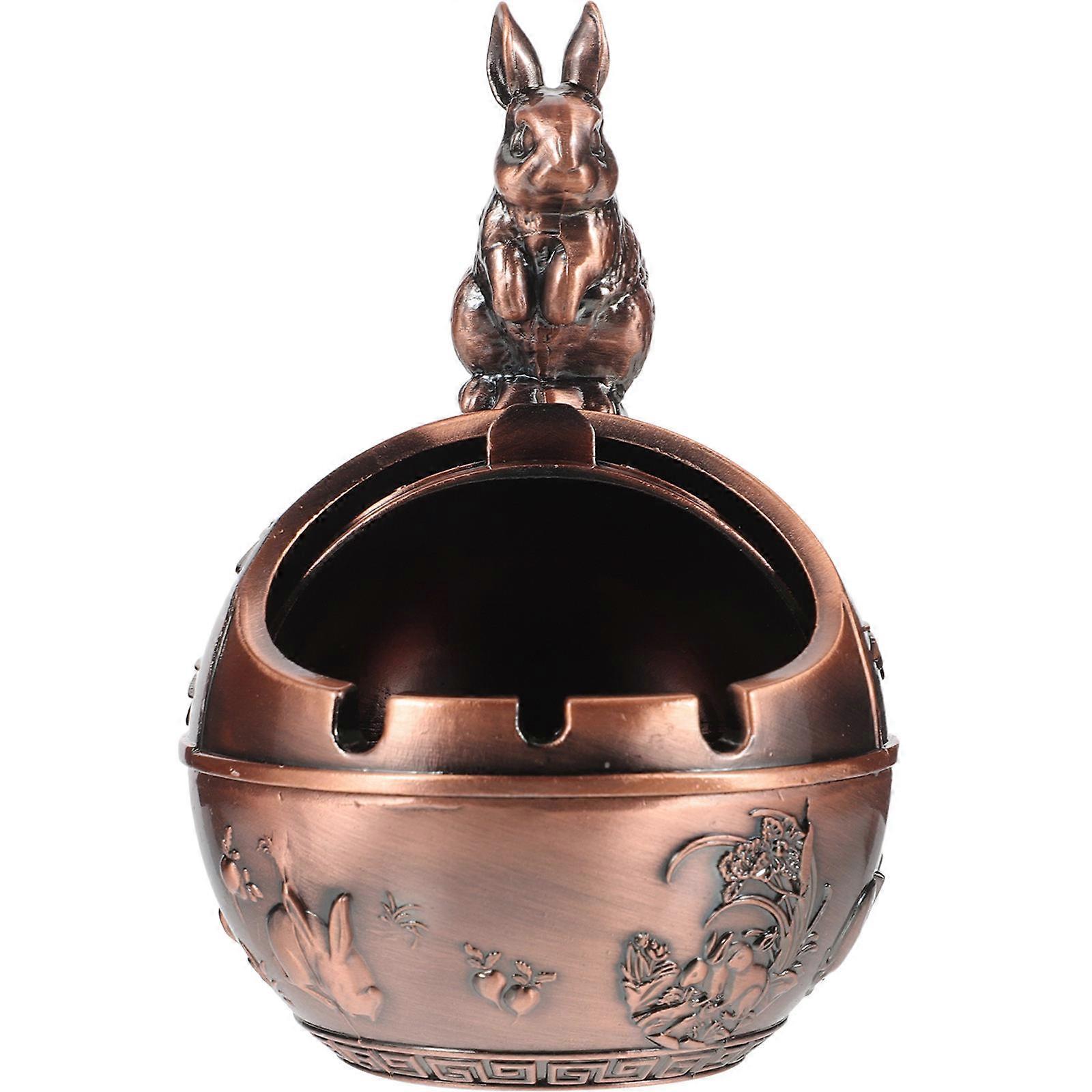 Vintage Rabbit Ash Holder Chinese Zodiac Rabbit Lidded Ashtray Windproof Ashtray
