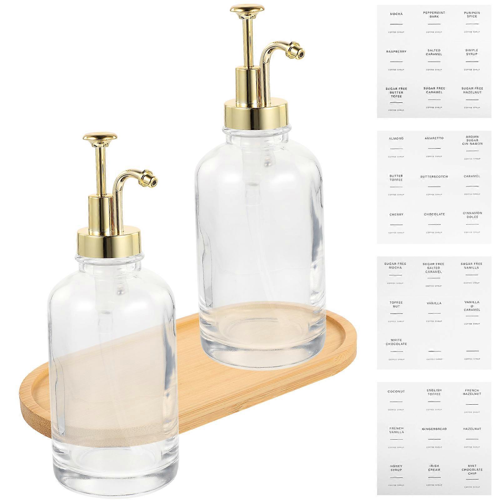 Syrup Dispenser Glass Coffee Syrup Bottle Multi-Use Precise Dispensing Storage Home Use 1Set