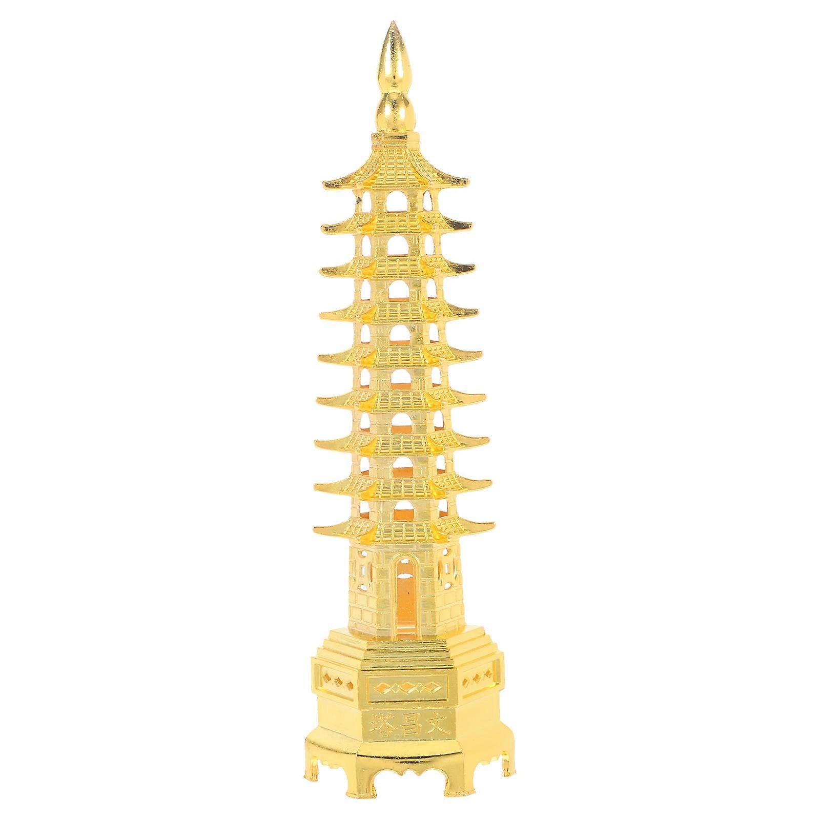 Elegant Level Alloy Feng Shui Sculpture Chinese Architectural Model for Home & Office Decor, Desk Ornament,