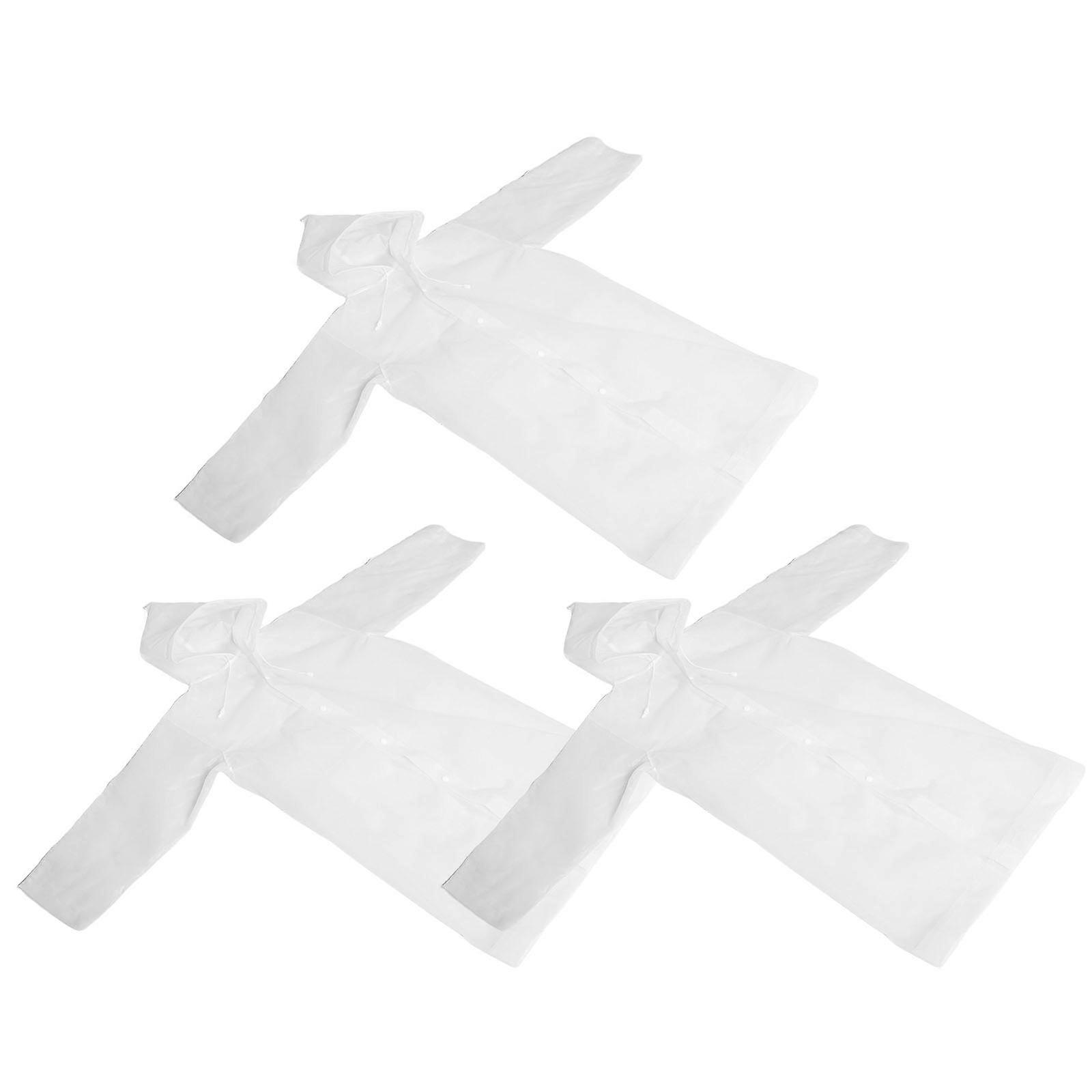 Rain Ponchos Kids Waterproof Lightweight EVA Raincoat for Outdoor Travel Adjustable Drawstring Transparent 3Pack