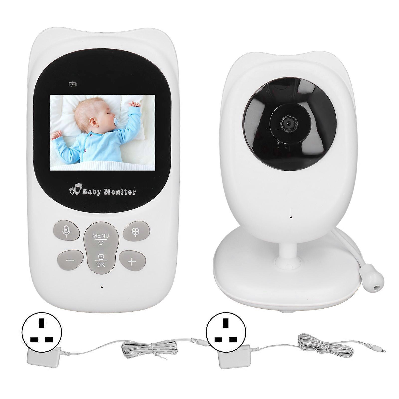 2.4in LCD Baby Monitor Wireless Dual Way Intercom Monitoring Camera Night Vision Monitor 100‑240V UK Plug