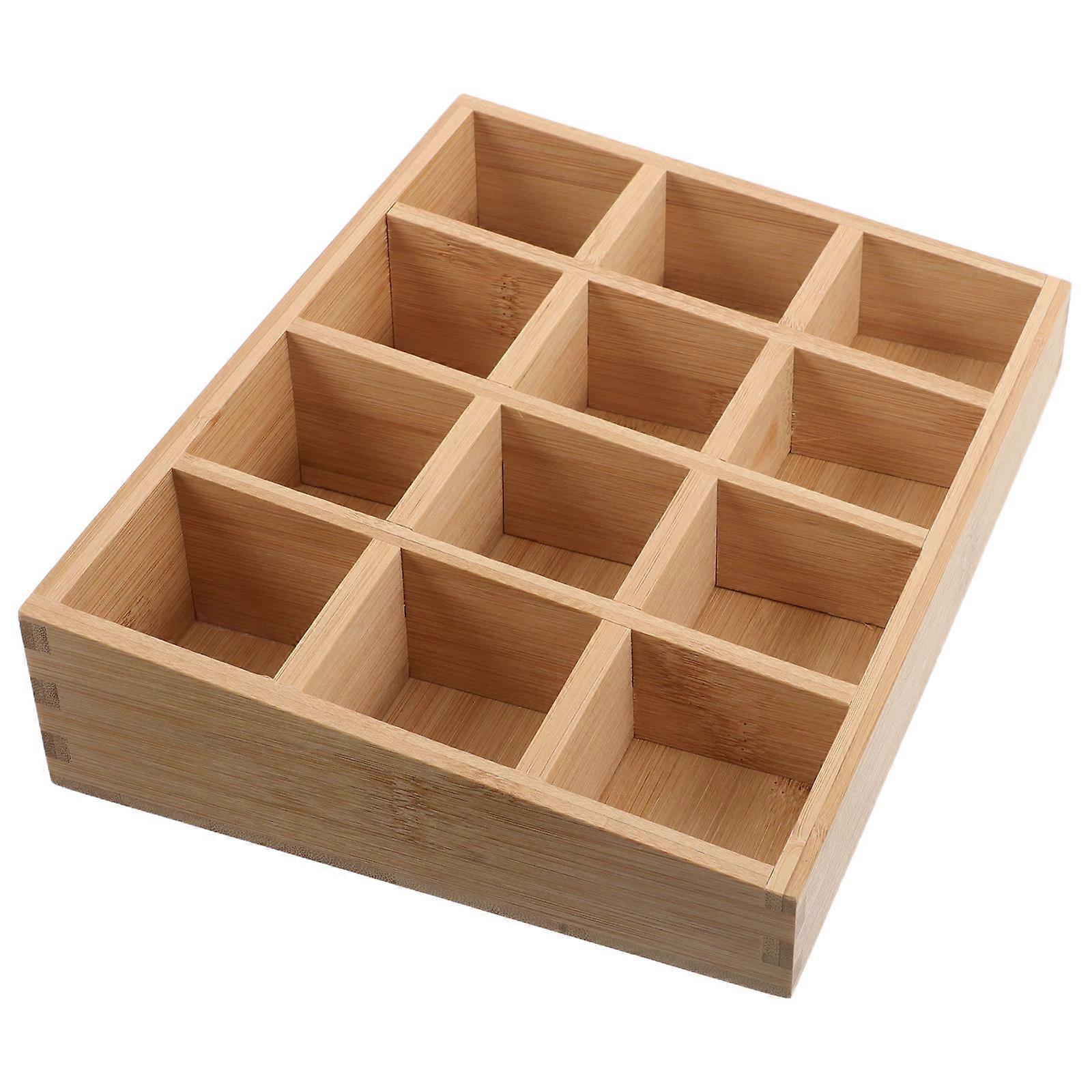 Wooden Kitchen Spice Rack with Multiple Compartments, Compact Countertop Organizer for Jars and Seasoning Bottles, Natural Grain Design
