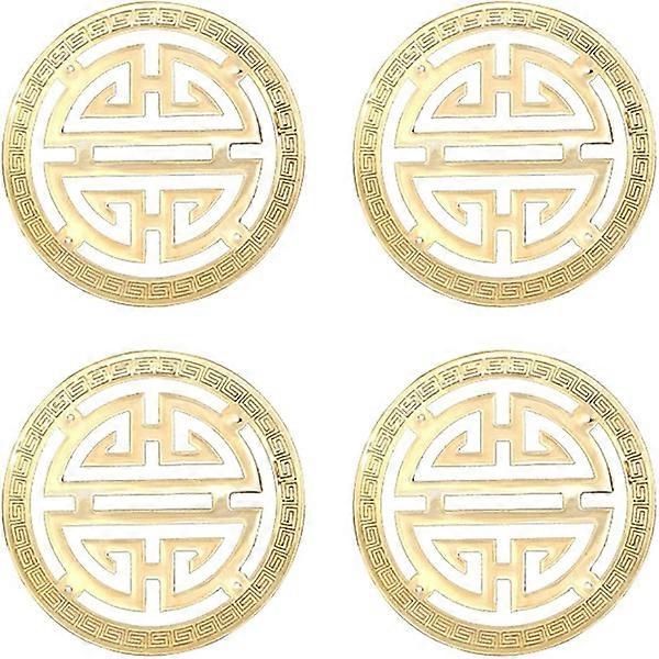 4 件复古装饰角保护器黄铜经典家具柜木箱圆形铜配件金色。