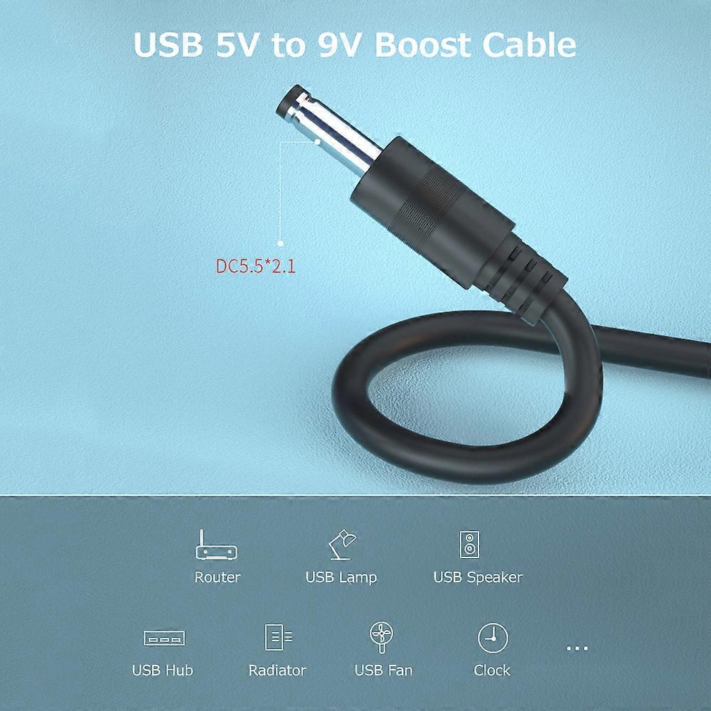 USB Boost Cable 5V to 9V Power Adapter USB to DC Convert Cable Wide Compatibility