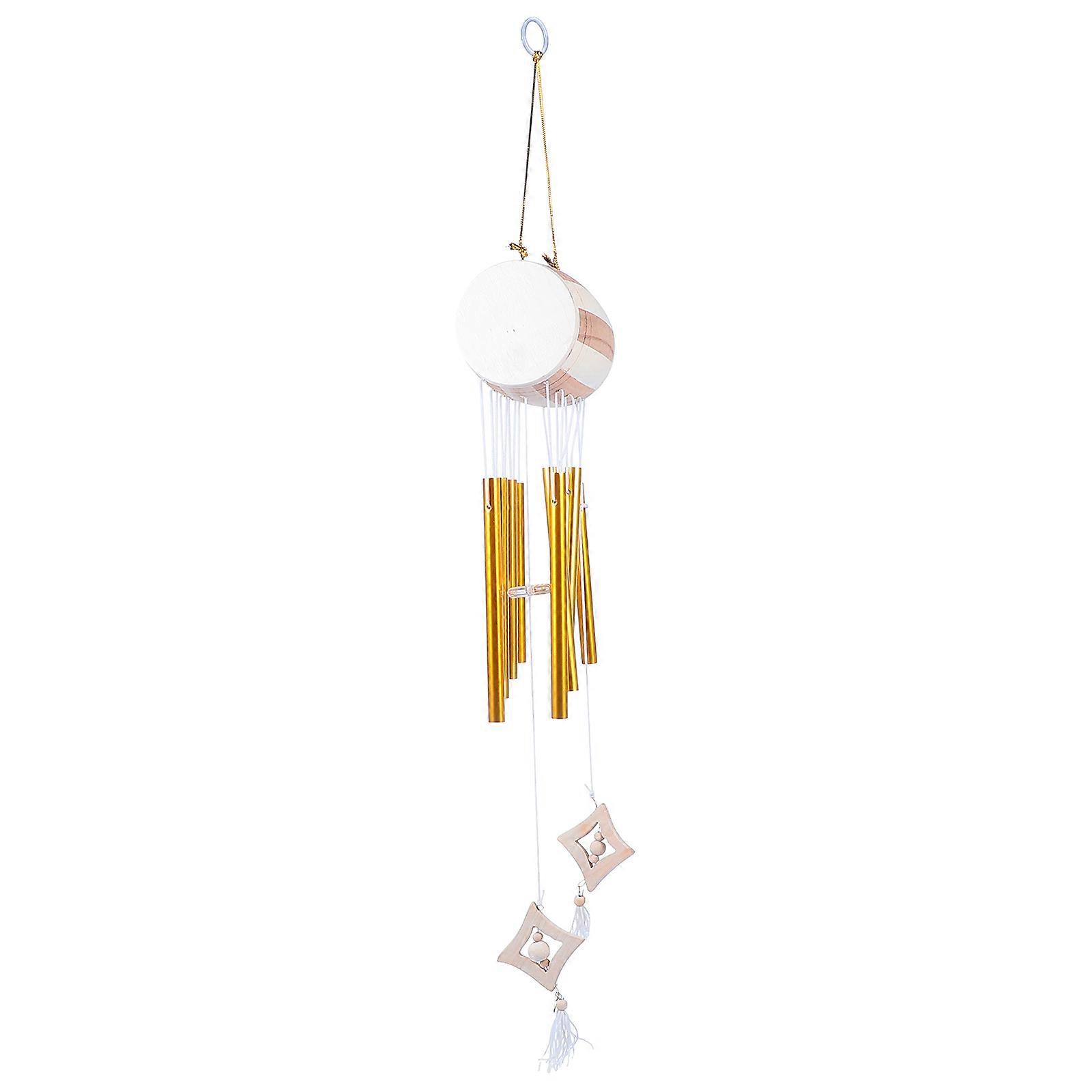 Charming Wind Chime Wooden Metal Home Decoration Indoor Use Drum Shape Stress Relief 1Pcs