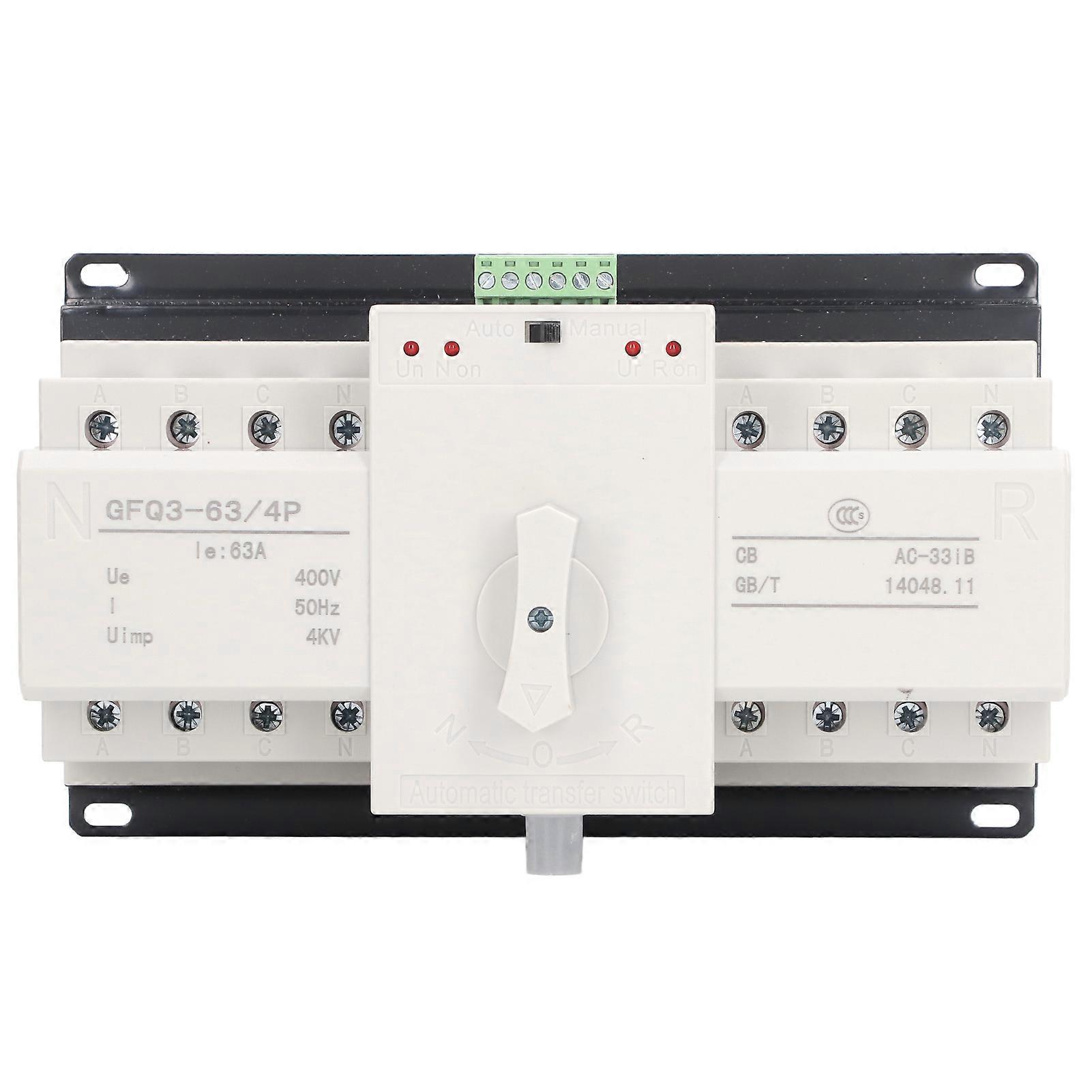 Mini Dual Power Automatic Transfer Switch 2 Control Modes Strong Conductivity Generator Changeover Switch AC400V 63A
