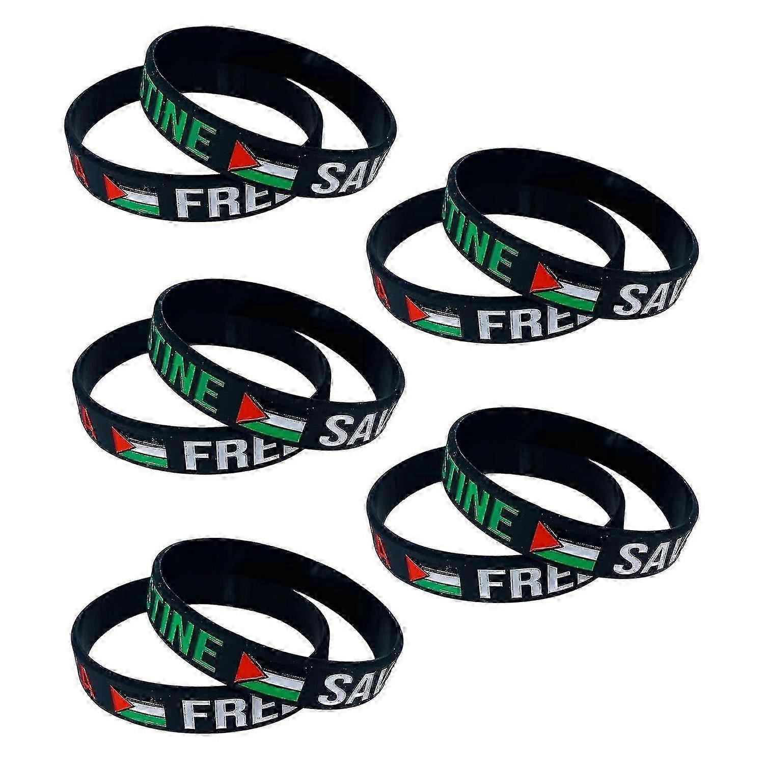10個パレスチナシンボルフラッグパターンリストバンドメモリアル信仰カラーリングシリコンユニセックスブレスレットギフトl